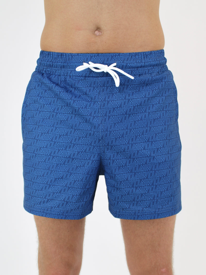 Blue WT Pattern Swim Shorts
