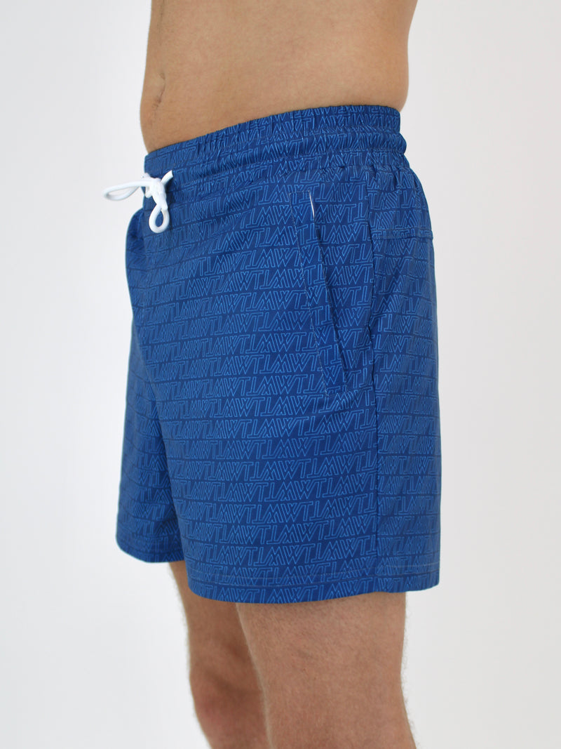 Blue WT Pattern Swim Shorts