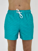 Teal WT Pattern Swim Shorts