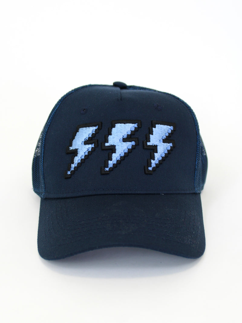 Navy / Sky Blue Pixel Bolt Trucker