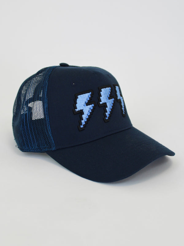 Navy / Sky Blue Pixel Bolt Trucker