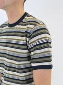430 Navy / Beige Striped Premium T-Shirt