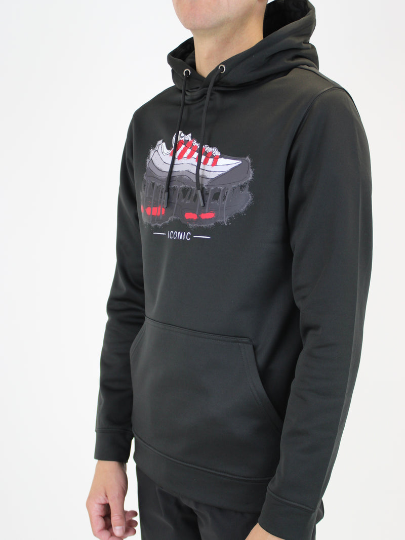 Black / Solar Red Iconic Hoodie