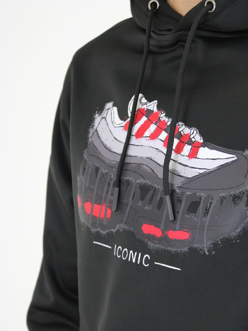 Black / Solar Red Iconic Hoodie