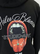 Black Verbal Hilos Blancos Hoodie
