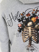 Kids Light Grey Floral Hilos Blancos Hoodie