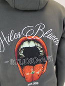 Dark Grey Verbal Hilos Blancos Hoodie