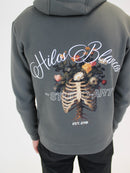 Dark Grey Floral Hilos Blancos Hoodie