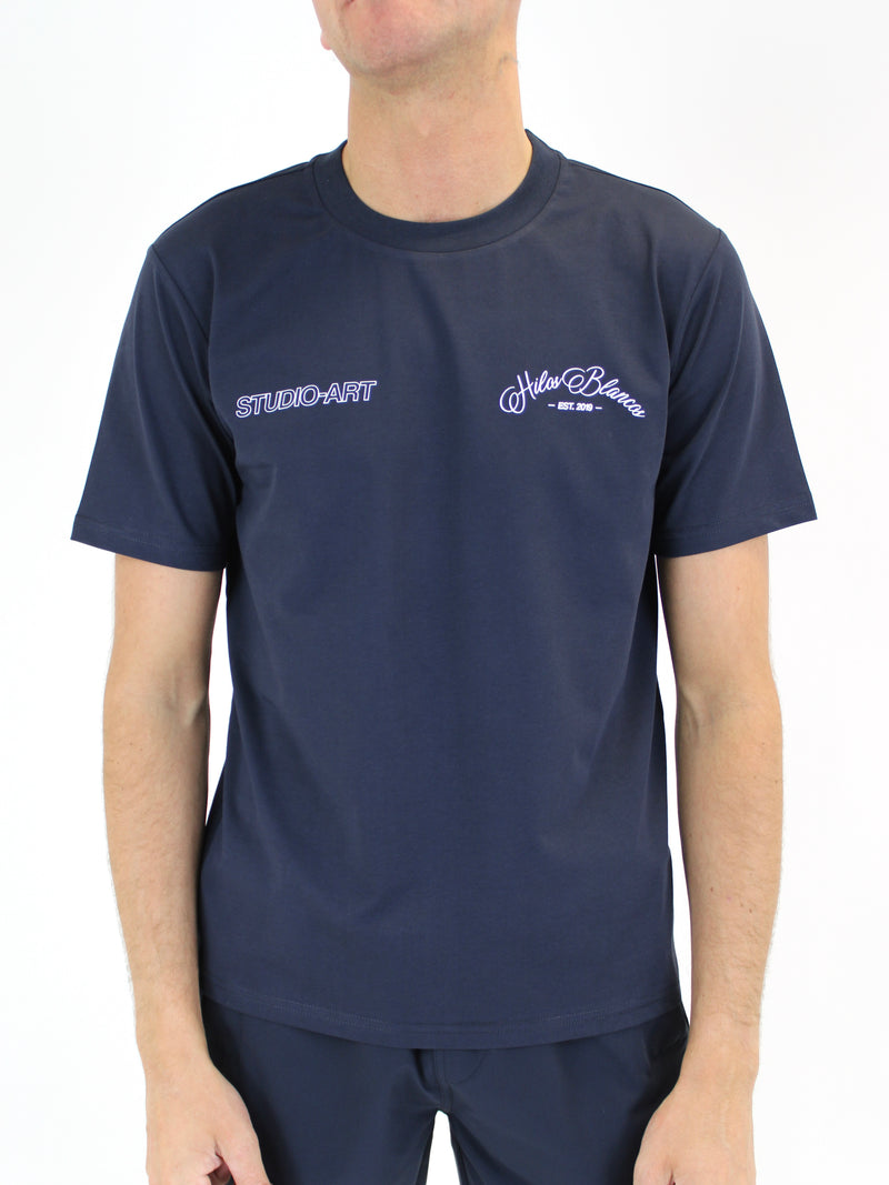 Navy Verbal Hilos Blancos T-Shirt