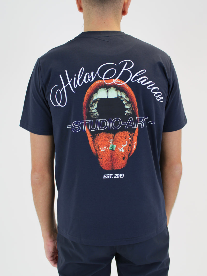 Navy Verbal Hilos Blancos T-Shirt