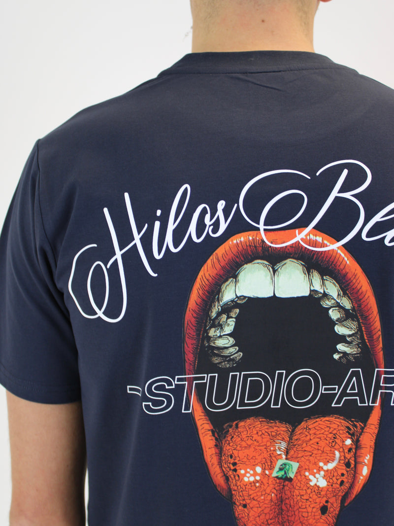 Navy Verbal Hilos Blancos T-Shirt