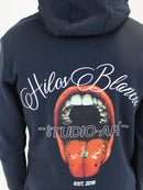 Navy Verbal Hilos Blancos Hoodie