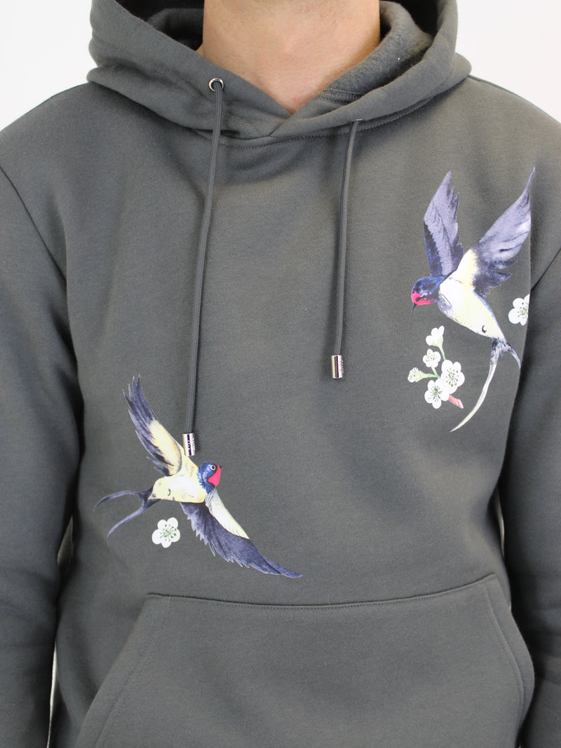 Dark Grey Hummingbird Hoodie