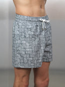 Grey Aztec Swim Shorts