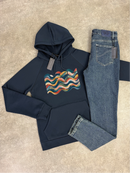 Navy Brushed Wave Hoodie
