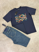Navy Brushed Wave T-Shirt