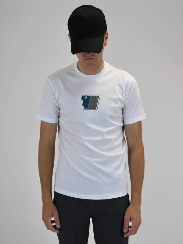 White / Dark Teal V8 T-Shirt