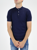 Navy Knitted Polo Shirt