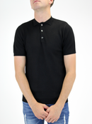 Black Knitted Polo Shirt