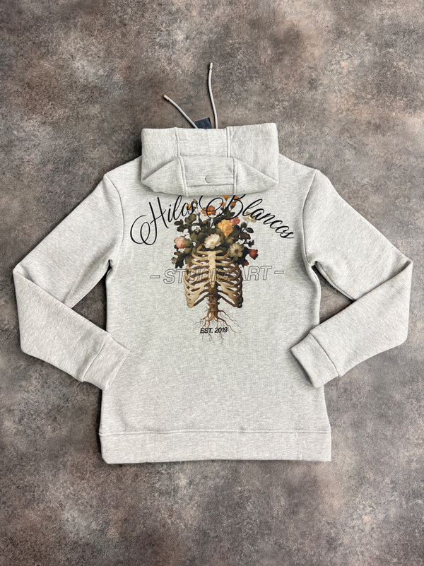 Kids Light Grey Floral Hilos Blancos Hoodie