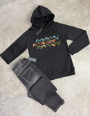 Black Brushed Zig Hoodie